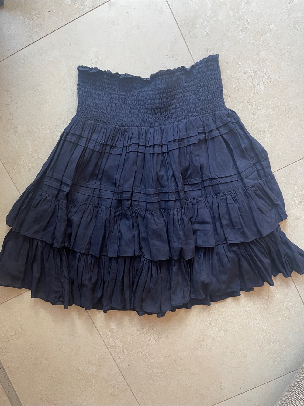 Lauren Ralph Lauren Dark Navy Tiered Smocked Skirt - Picture 3 of 7